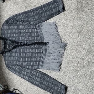 Chic Black and Gray Fringe Jacket